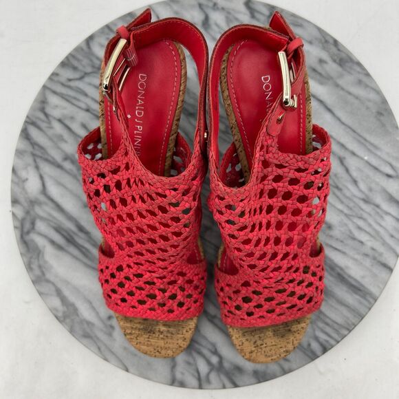 Donald J Pliner Heel Women 9 Sania Cork Caged Stiletto Slingback Pink Buckle - Picture 10 of 13